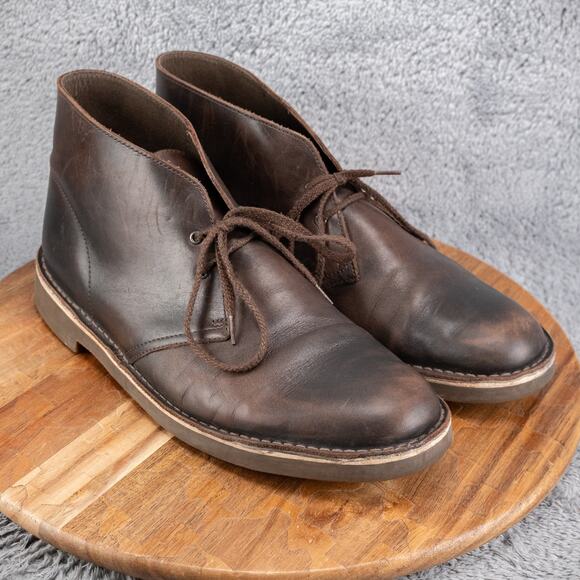 Clarks Desert Boot Size 11.5 Dark Brown Chukka Leather Lace Up OrthoLite - Picture 1 of 7